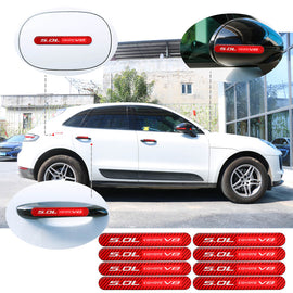 Brand New 8PCS 5.0L COYOTE V8 Real Carbon Fiber Red Car Trunk Side Fenders Door Badge Scratch Guard Sticker