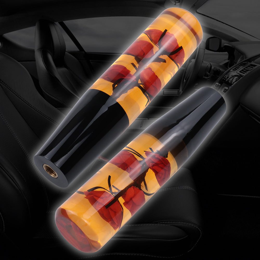 Brand New 1PCS Universal 20CM JDM Clear Red Real Flowers Manual Car Black Base Racing Stick Shift Knob M8 M10 M12