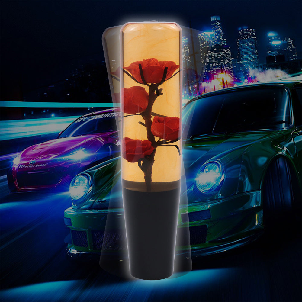 Brand New 1PCS Universal 20CM JDM Clear Red Real Flowers Manual Car Black Base Racing Stick Shift Knob M8 M10 M12