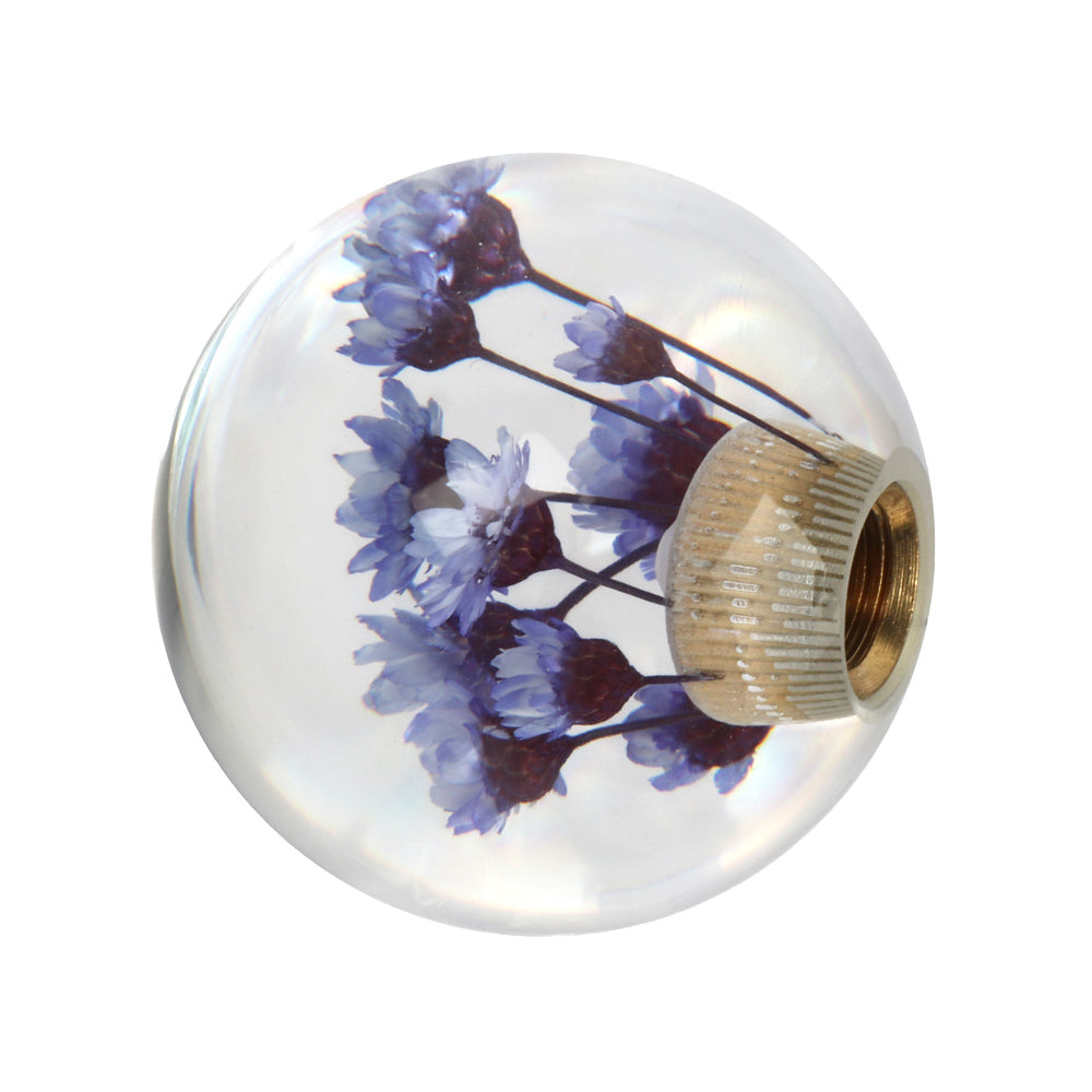 Brand New Universal Round Ball Crystal Clear Purple Flowers Manual Gear Shift Knob Shifter M8 M10 M12