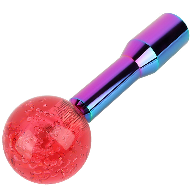 BRAND NEW UNIVERSAL V2 CRYSTAL BUBBLE RED ROUND BALL SHIFT KNOB MANUAL CAR RACING GEAR M8 M10 M12 & Neo Chrome Shifter Extender Extension