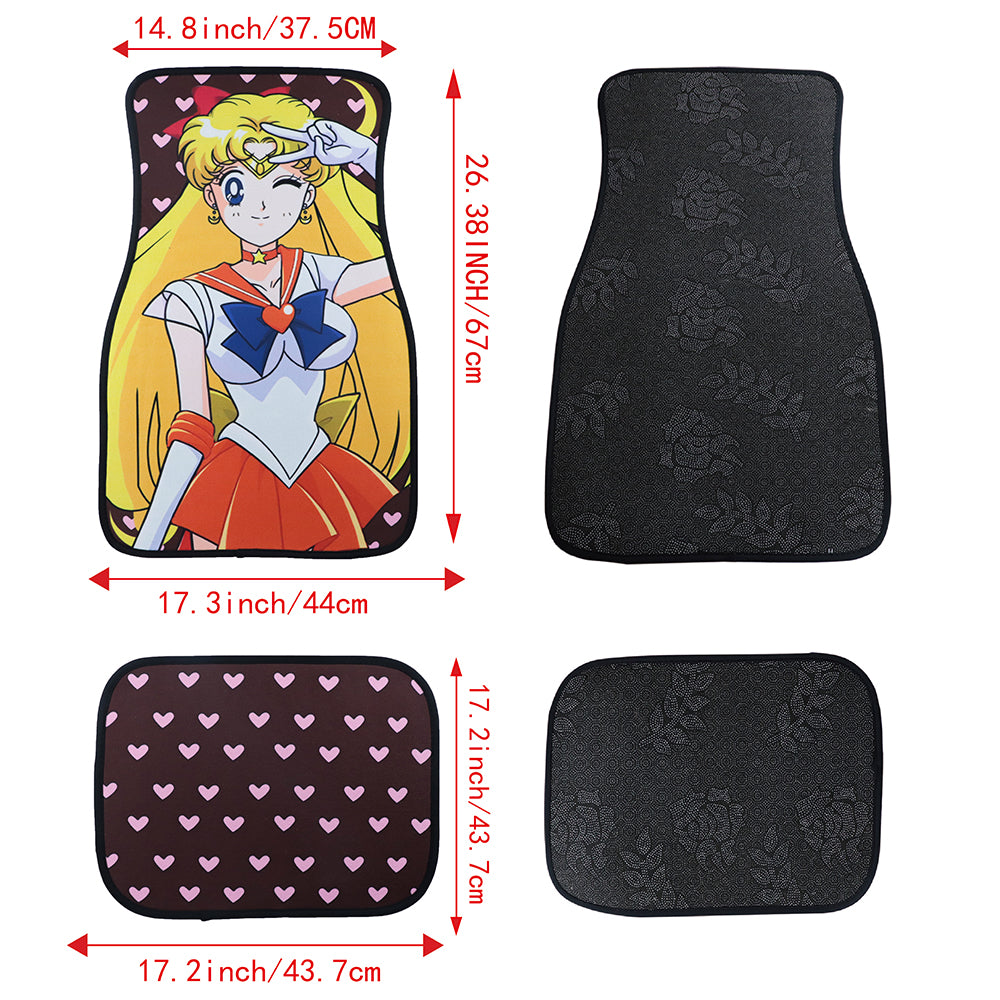 Brand New 4PCS UNIVERSAL ANIME SAILOR VENUS Racing Fabric Car Floor Mats Interior Carpets