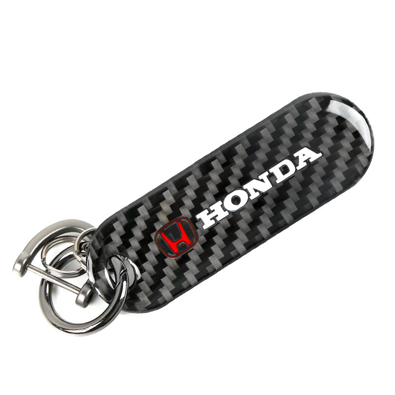 Brand New Universal 100% Real Carbon Fiber Keychain Key Ring For Honda