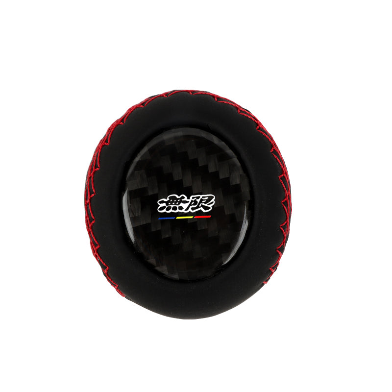 Brand New Universal Mugen Red Stitches Black Leather Manual Car Gear Shift Knob Shifter Lever M8 M10 M12