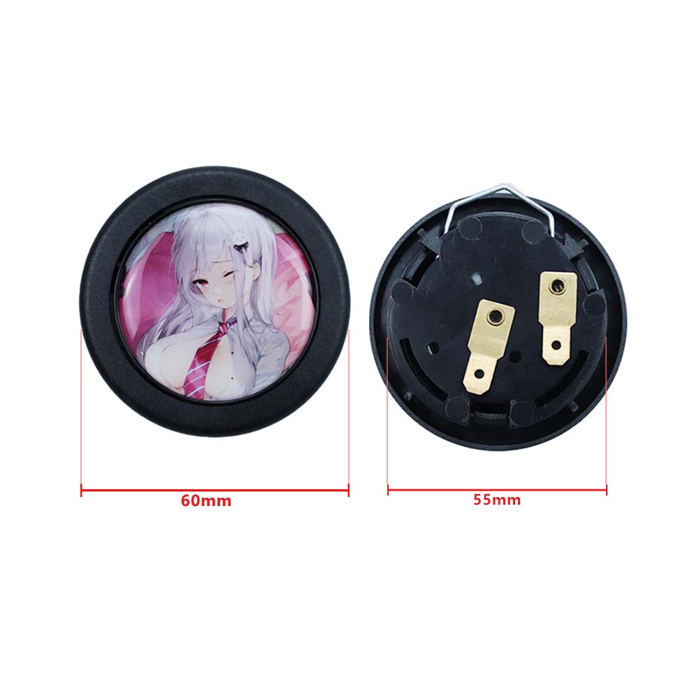 Brand New Universal Anime Hentai Car Horn Button Black Steering Wheel Center Cap