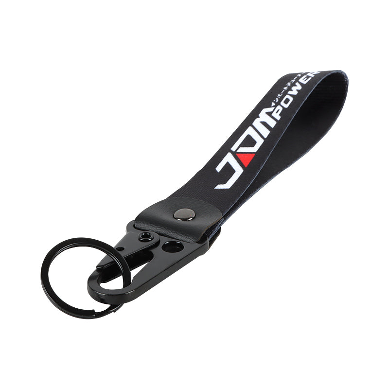 BRAND New JDM POWER Black Racing Keychain Metal key Ring Hook Strap Lanyard Universal