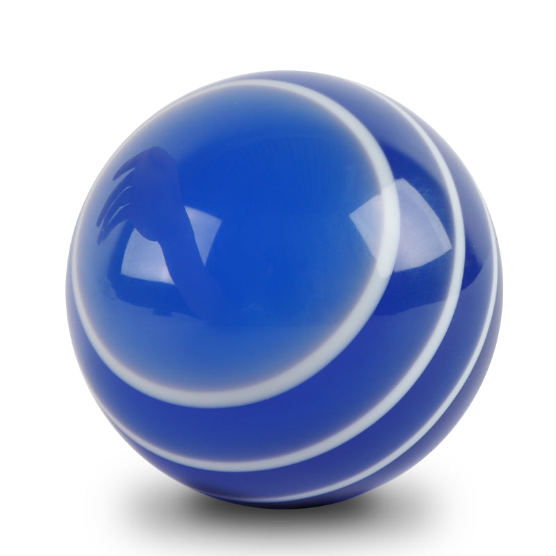 Brand New Jdm Universal Glossy Blue W/White Stripes Round Ball Shifter Shift Knob M8 M10 M12