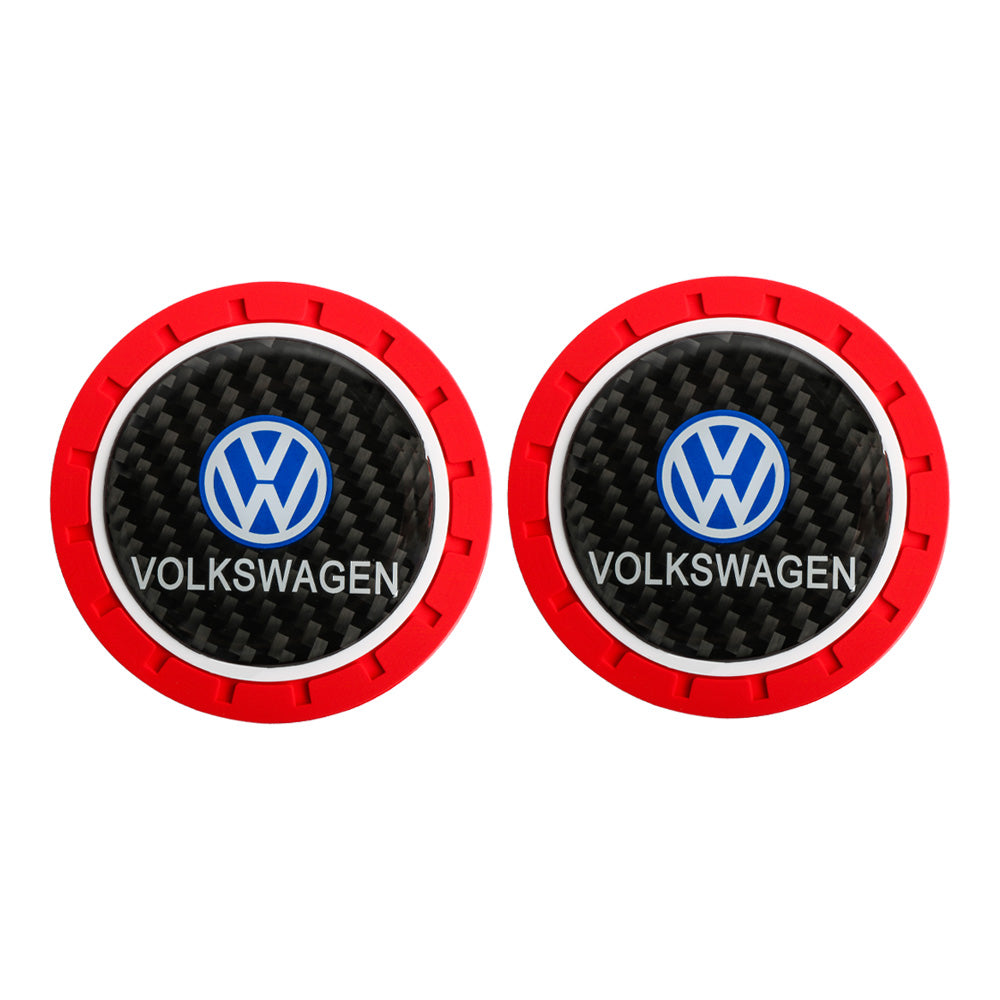 Brand New 2PCS Volkswagen Real Carbon Fiber Car Cup Holder Pad Water Cup Slot Non-Slip Mat Universal