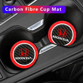 Brand New 2PCS Honda Real Carbon Fiber Car Cup Holder Pad Water Cup Slot Non-Slip Mat Universal