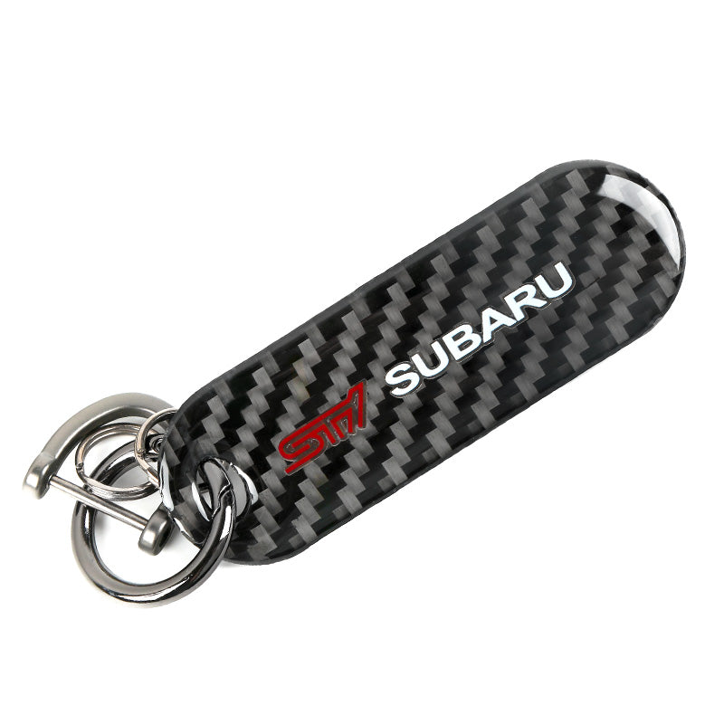 Brand New Universal 100% Real Carbon Fiber Keychain Key Ring For Subaru