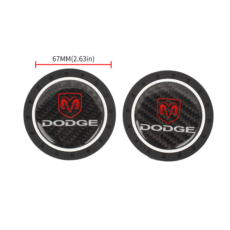 Brand New 2PCS Dodge Real Carbon Fiber Car Cup Holder Pad Water Cup Slot Non-Slip Mat Universal