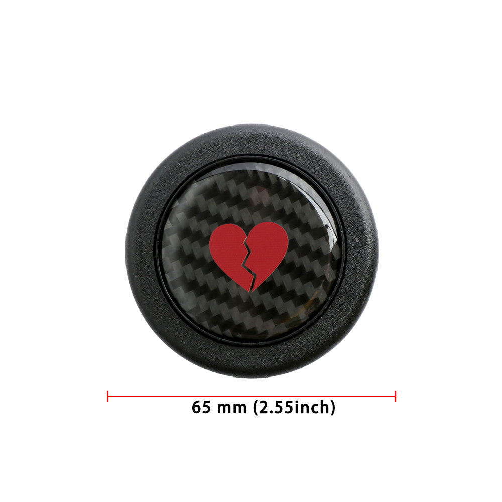 Brand New Universal Broken Heart Car Horn Button Carbon Fiber Steering Wheel Center Cap