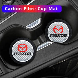 Brand New 2PCS MAZDA Real Carbon Fiber Car Cup Holder Pad Water Cup Slot Non-Slip Mat Universal