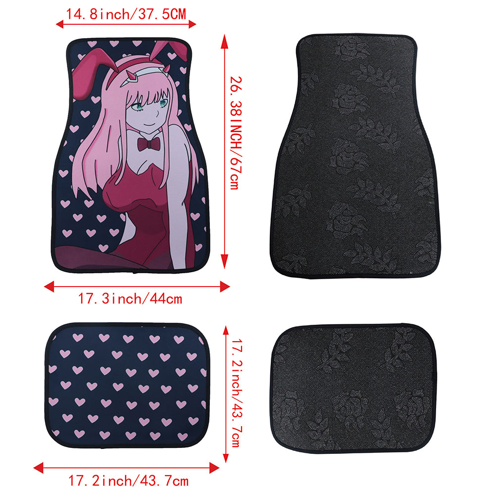 Brand New 4PCS UNIVERSAL ANIME GIRLS Racing Fabric Car Floor Mats Interior Carpets