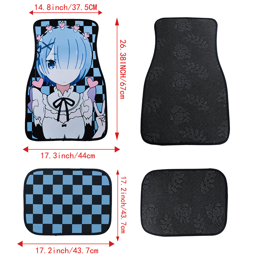 Brand New 4PCS UNIVERSAL ANIME HENTAI Racing Fabric Car Floor Mats Interior Carpets