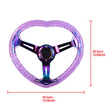 Load image into Gallery viewer, Brand New Universal 6-Hole 350MM Heart Purple Deep Dish Vip Crystal Bubble Neo Spoke Steering Wheel