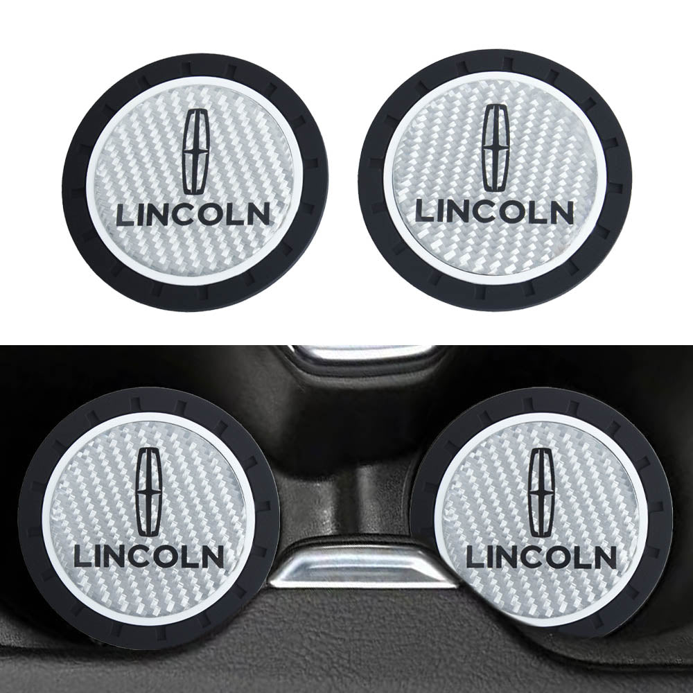 Brand New 2PCS Lincoln Real Carbon Fiber Car Cup Holder Pad Water Cup Slot Non-Slip Mat Universal