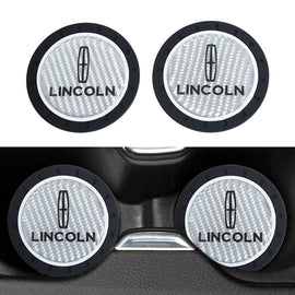 Brand New 2PCS Lincoln Real Carbon Fiber Car Cup Holder Pad Water Cup Slot Non-Slip Mat Universal