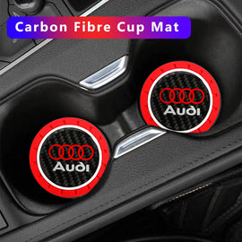 Brand New 2PCS Audi Real Carbon Fiber Car Cup Holder Pad Water Cup Slot Non-Slip Mat Universal