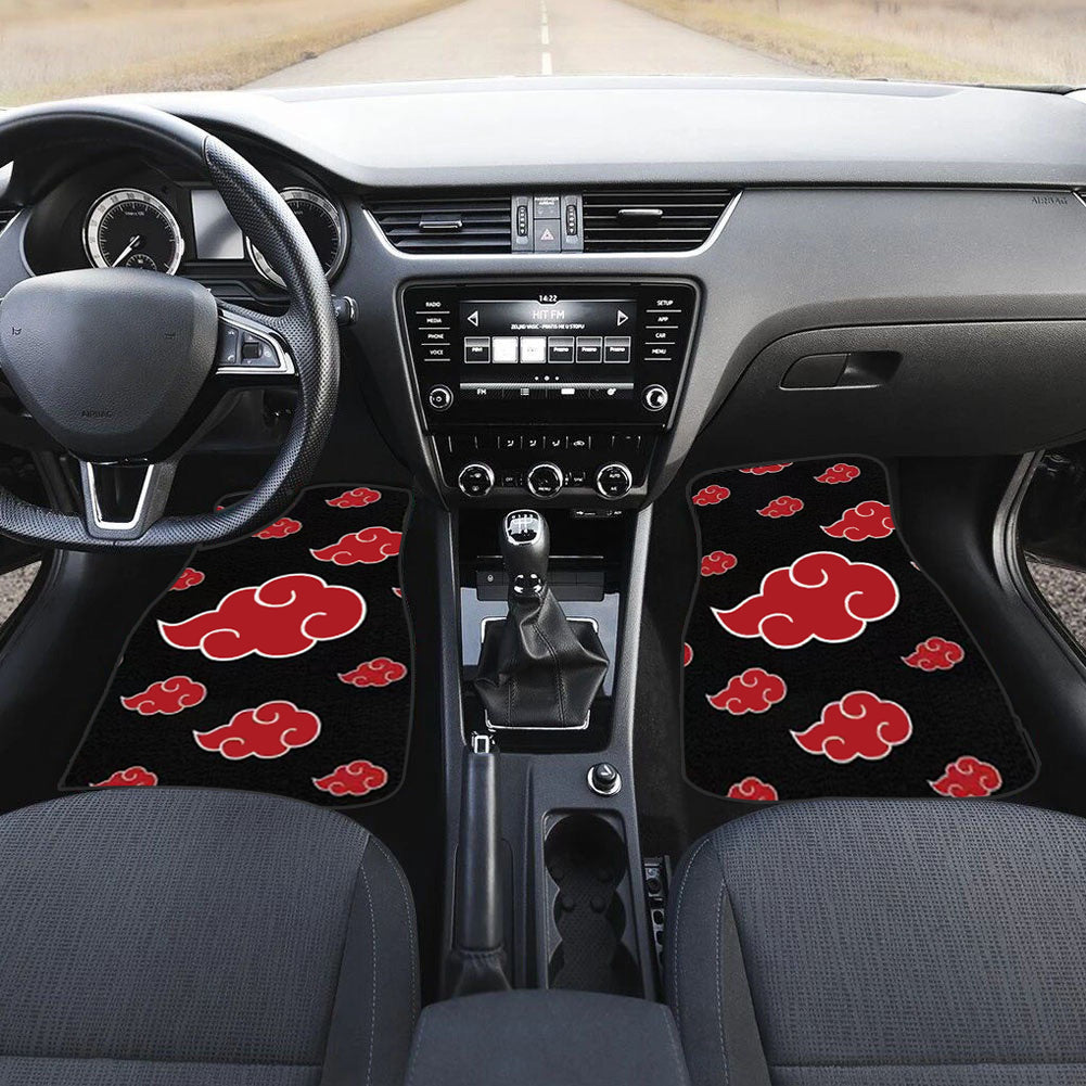 Brand New 4PCS Naruto Akatsuki Cloud Racing Red Fabric Car Floor Mats Interior Carpets