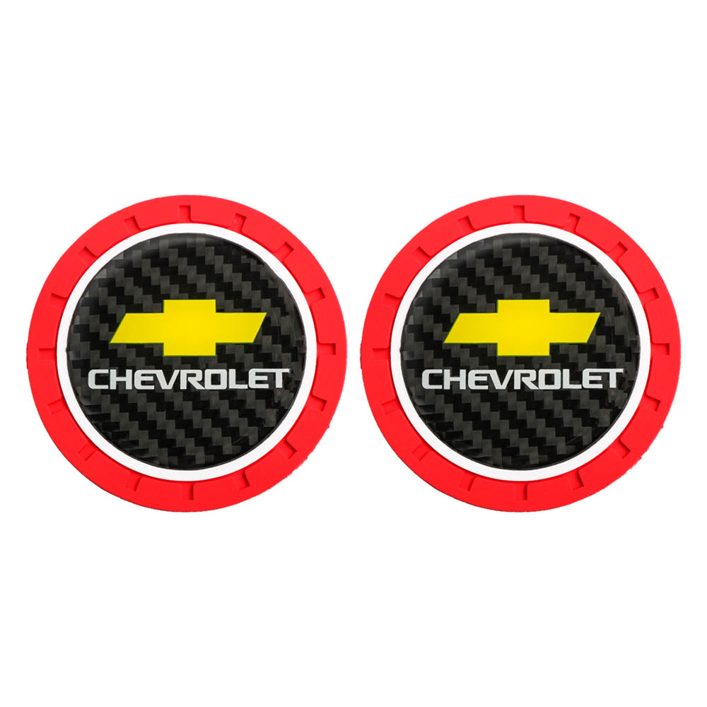 Brand New 2PCS Chevrolet Real Carbon Fiber Car Cup Holder Pad Water Cup Slot Non-Slip Mat Universal