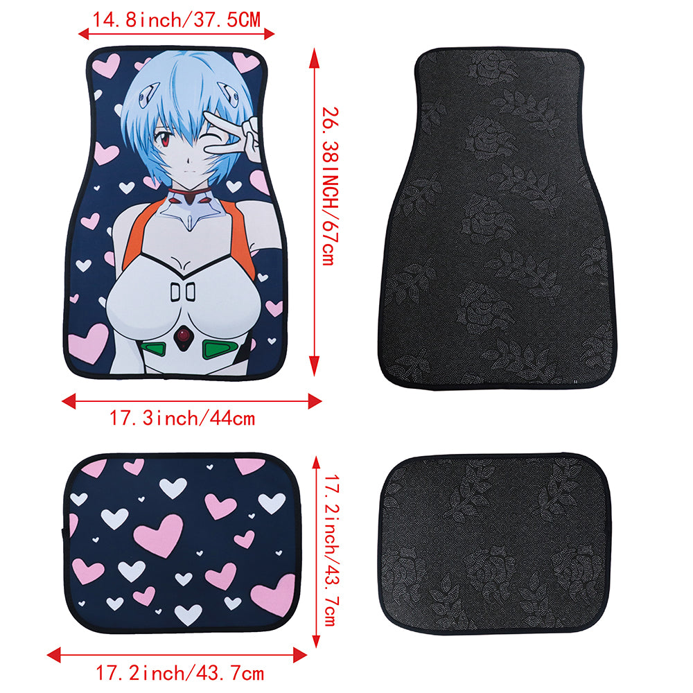 Brand New 4PCS UNIVERSAL ANIME GIRLS Racing Fabric Car Floor Mats Interior Carpets