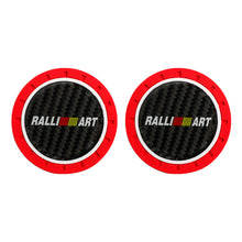 Load image into Gallery viewer, Brand New 2PCS Ralliart Real Carbon Fiber Car Cup Holder Pad Water Cup Slot Non-Slip Mat Universal