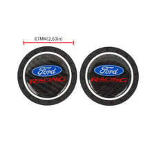 Load image into Gallery viewer, Brand New 2PCS Ford Racing Real Carbon Fiber Car Cup Holder Pad Water Cup Slot Non-Slip Mat Universal