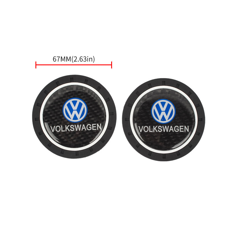 Brand New 2PCS VOLKSWAGEN Real Carbon Fiber Car Cup Holder Pad Water Cup Slot Non-Slip Mat Universal