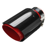 Brand New Universal 2.5'' 63MM-89MM Red Glossy Carbon Fiber Stainless Steel Car Exhaust Pipe Single Muffler Tip Trim Straight