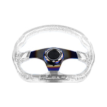 Load image into Gallery viewer, Brand New JDM Universal 6-Hole 326mm Vip Clear Crystal Bubble Burnt Blue Spoke Steering Wheel