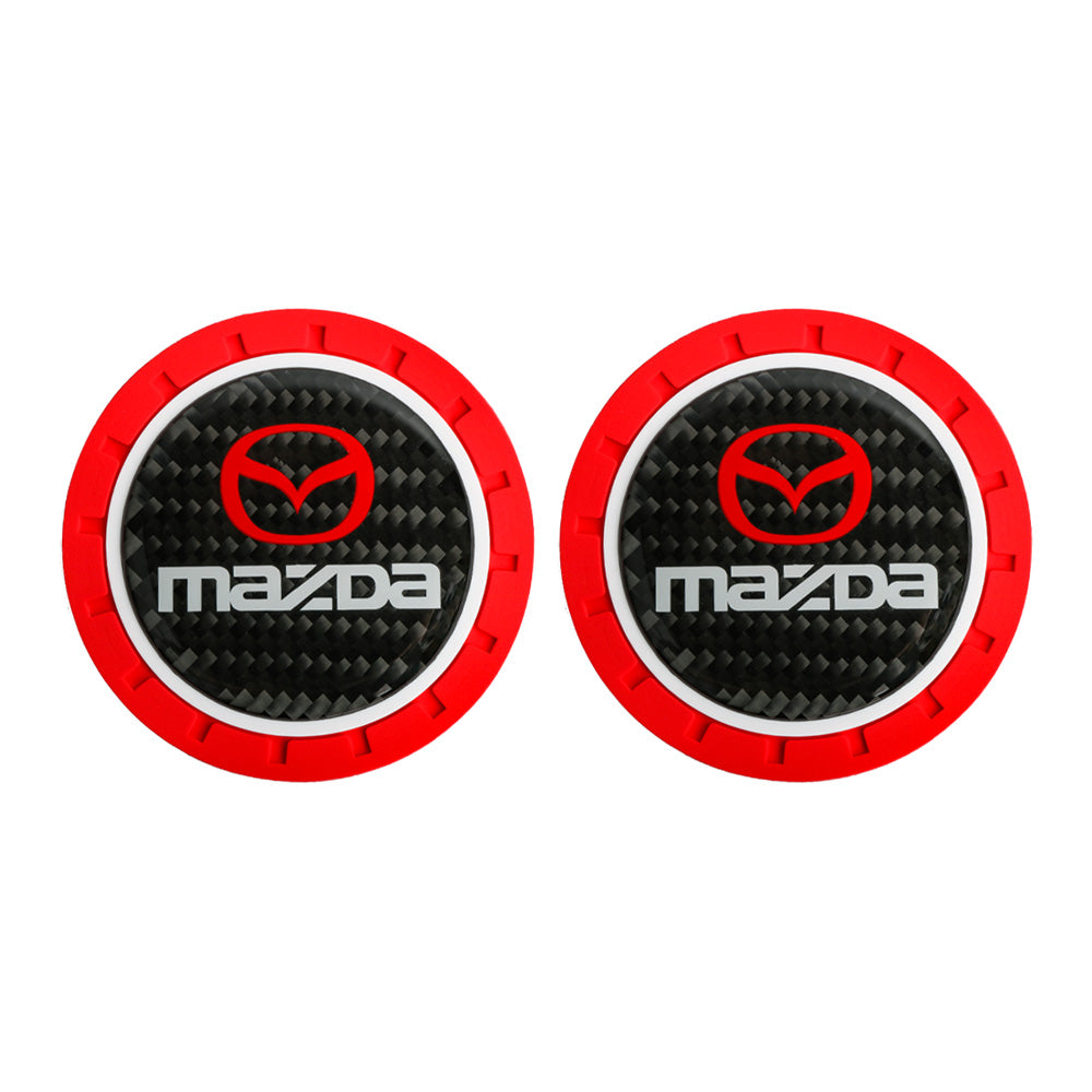 Brand New 2PCS MAZDA Real Carbon Fiber Car Cup Holder Pad Water Cup Slot Non-Slip Mat Universal