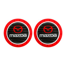 Load image into Gallery viewer, Brand New 2PCS MAZDA Real Carbon Fiber Car Cup Holder Pad Water Cup Slot Non-Slip Mat Universal