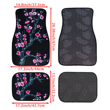 Load image into Gallery viewer, Brand New Universal 4PCS SAKURA FLOWER Racing Black Fabric Car Floor Mats Interior Carpets