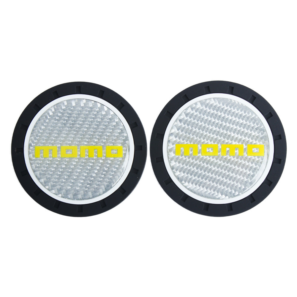 Brand New 2PCS MOMO Real Carbon Fiber Car Cup Holder Pad Water Cup Slot Non-Slip Mat Universal