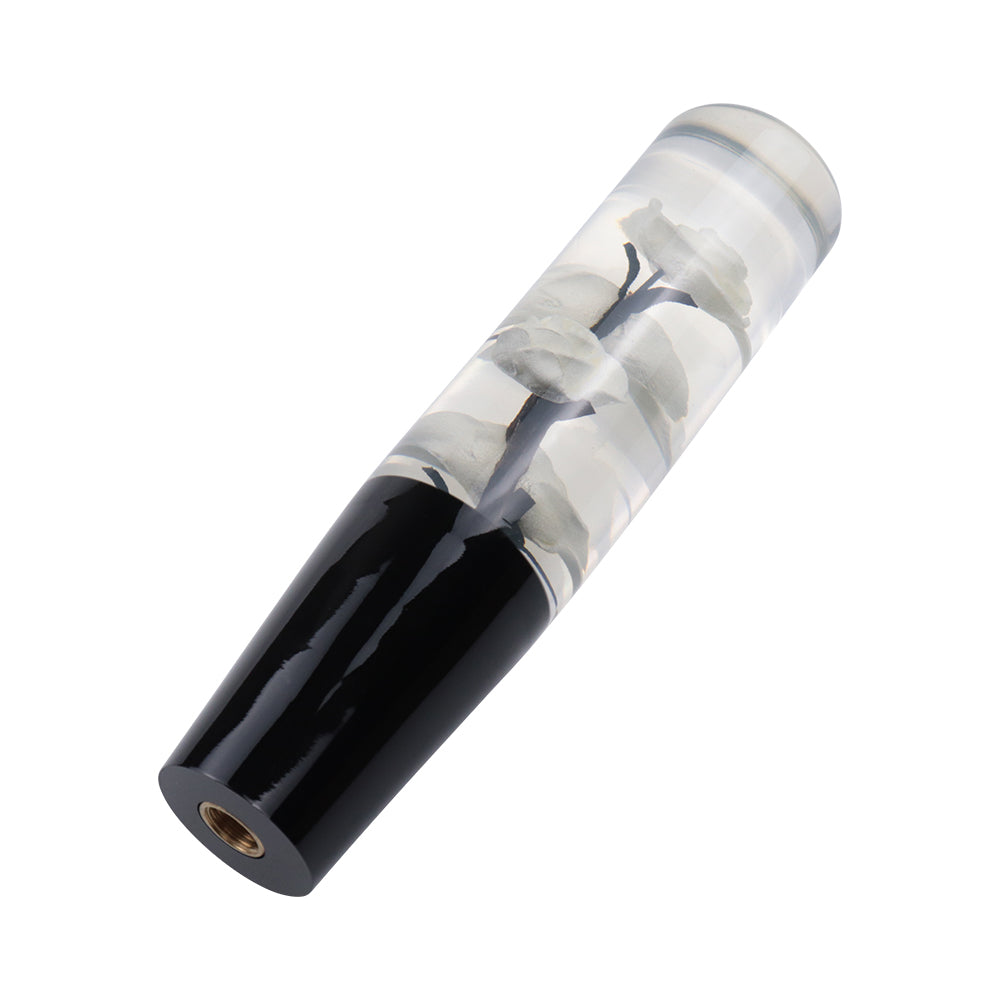 Brand New 1PCS Universal 20CM JDM Clear White Real Flowers Manual Car Black Base Racing Stick Shift Knob M8 M10 M12