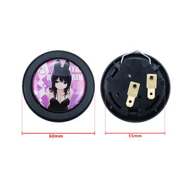 Brand New Universal Anime Hentai Car Horn Button Black Steering Wheel Center Cap