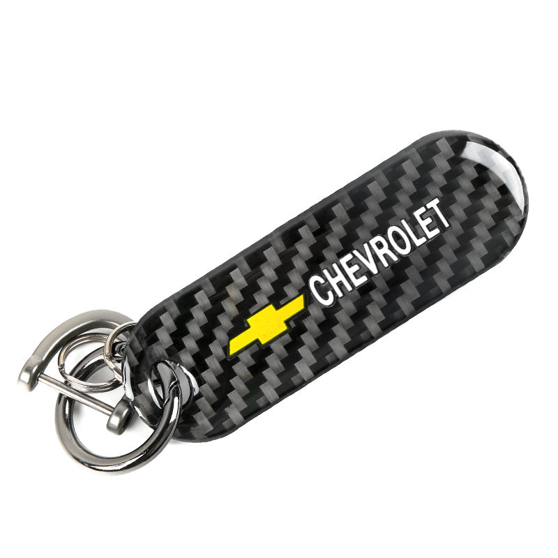 Brand New Universal 100% Real Carbon Fiber Keychain Key Ring For Chevrolet