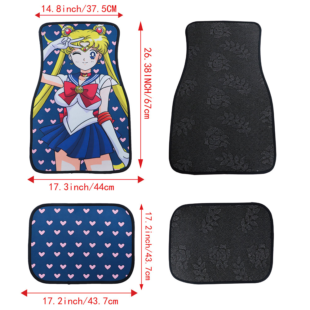 Brand New 4PCS UNIVERSAL ANIME SAILOR MOON Racing Fabric Car Floor Mats Interior Carpets