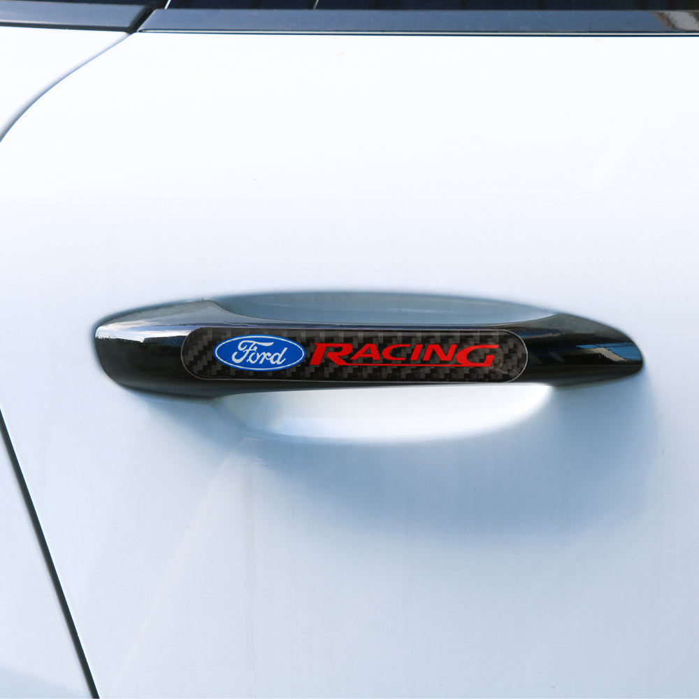 Brand New 4PCS Ford Racing Real Carbon Fiber Black Car Trunk Side Fenders Door Badge Scratch Guard Sticker