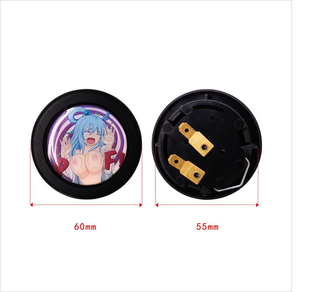 Brand New Universal Anime Hentai Car Horn Button Black Steering Wheel Center Cap