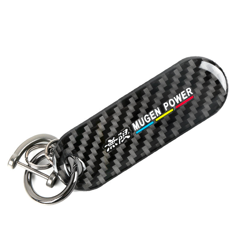 Brand New Universal 100% Real Carbon Fiber Keychain Key Ring Mugen Power