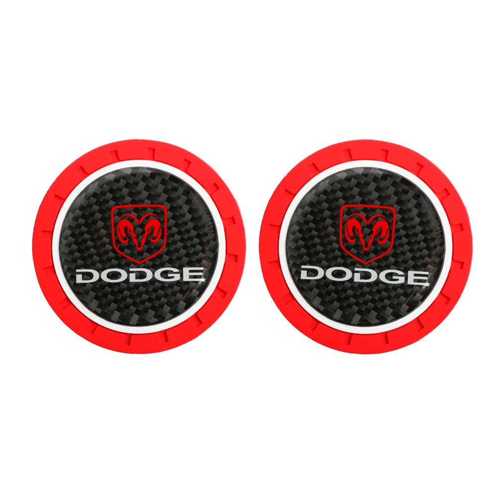 Brand New 2PCS Dodge Real Carbon Fiber Car Cup Holder Pad Water Cup Slot Non-Slip Mat Universal