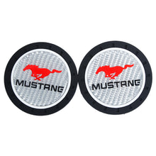 Load image into Gallery viewer, Brand New 2PCS MUSTANG Real Carbon Fiber Car Cup Holder Pad Water Cup Slot Non-Slip Mat Universal