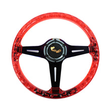 Load image into Gallery viewer, Brand New Universal 6-Hole 350mm Deep Dish Vip Red Crystal Bubble Burnt Blue Spoke Steering Wheel