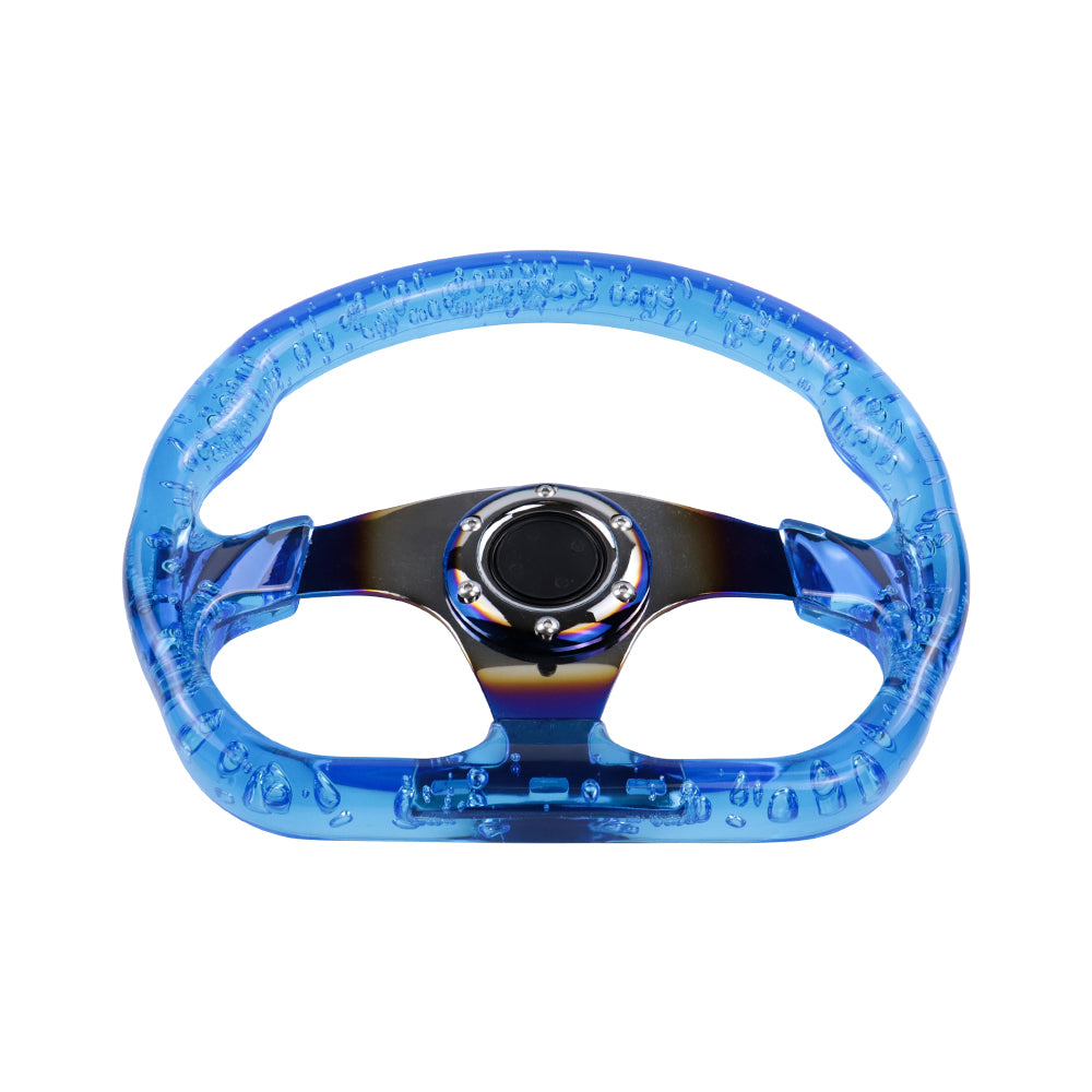 Brand New JDM Universal 6-Hole 326mm Vip Blue Crystal Bubble Burnt Blue Steering Wheel