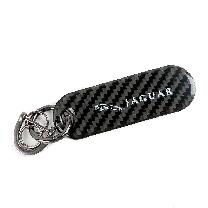 Brand New Universal 100% Real Carbon Fiber Keychain Key Ring For Jaguar