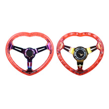 Load image into Gallery viewer, Brand New Universal 6-Hole 350MM Heart Red Deep Dish Vip Crystal Bubble Neo Spoke Steering Wheel