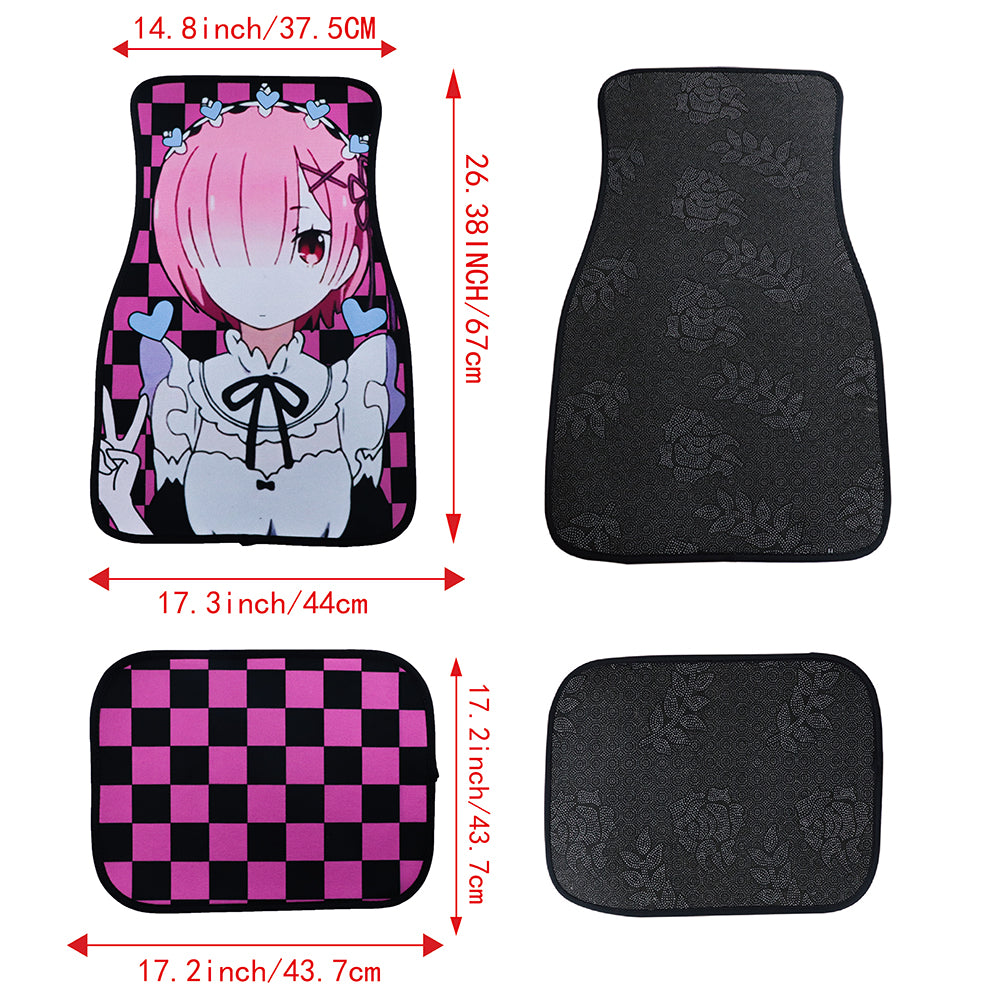 Brand New 4PCS UNIVERSAL ANIME HENTAI Racing Fabric Car Floor Mats Interior Carpets