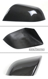 Brand New Real Carbon Fiber Car Side Mirror Add On Cover Caps For 2020-2024 Tesla Model Y